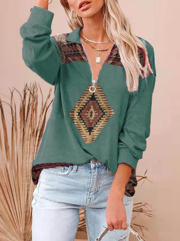 Stilla | Zip up Langærmet Krave Pullover Top
