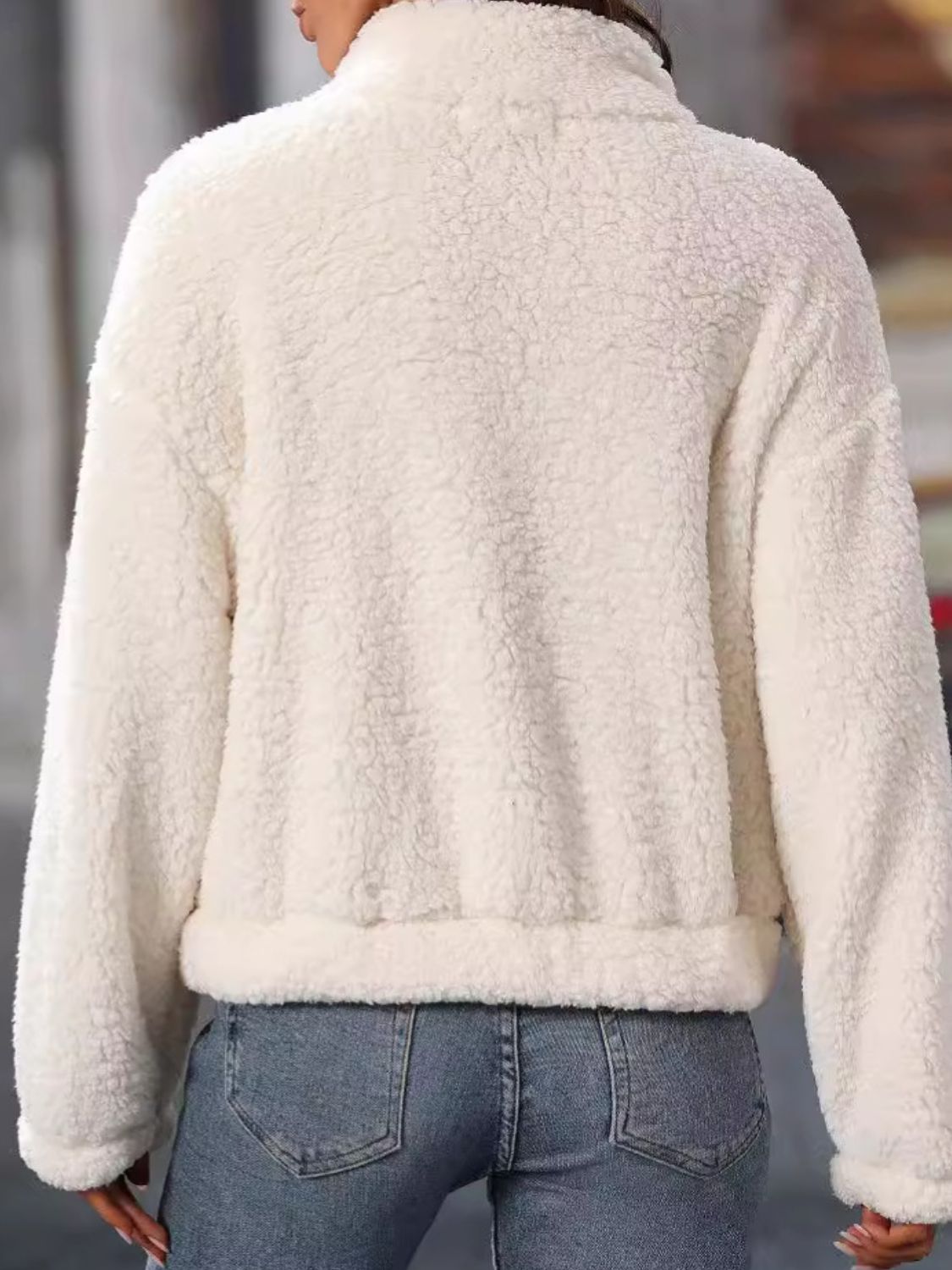 Stilla | Hjerte Halv-Zip Langærmet Teddy Sweatshirt