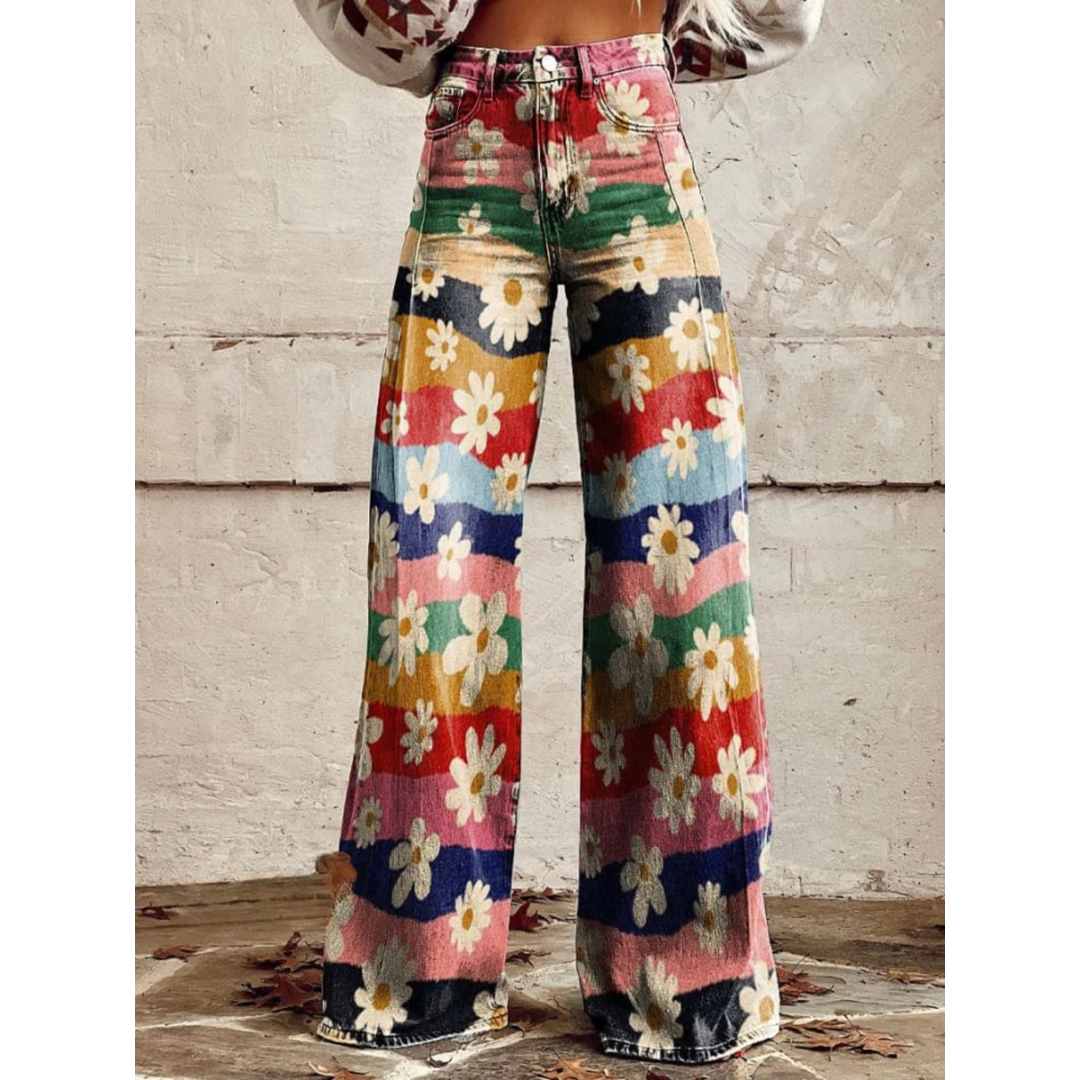 Stilla | Retro Blomstervidde Bukser Mode