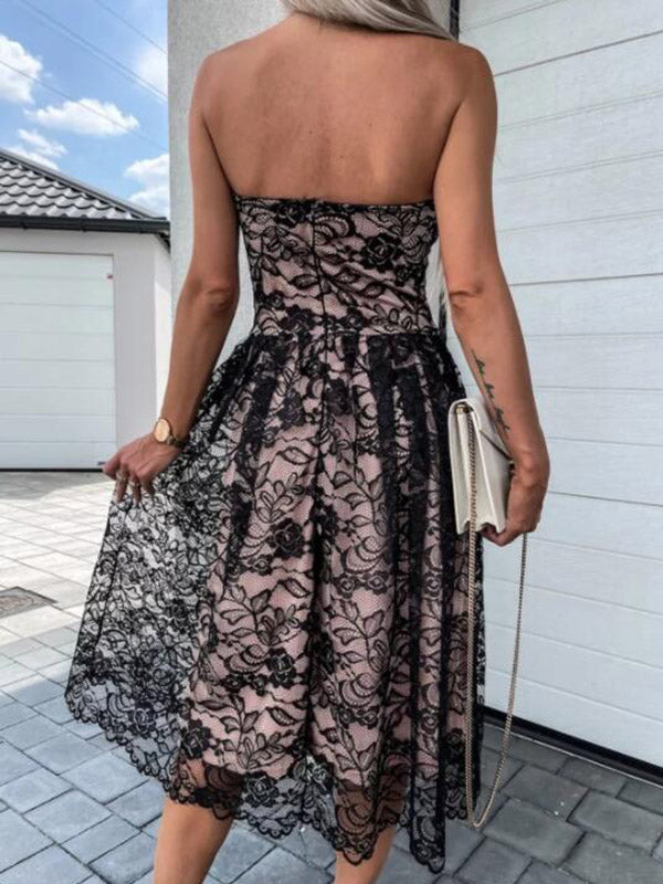 Stilla | Kjoler Til Gravide Party Dresses Midi Dresses in Pregnancy Without Straps in Lace Levere