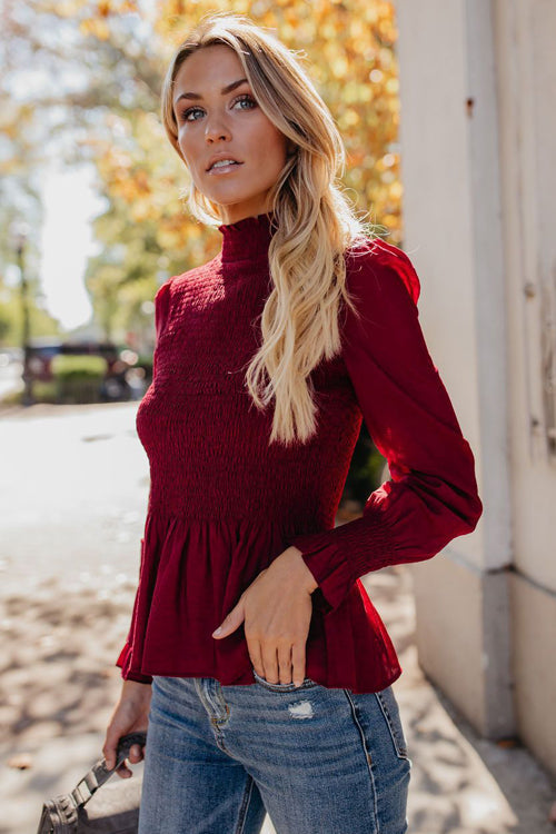 Stilla | Livin' Breezy Høj Hals Plisseret Chiffon Til Toppen Hot på udsalg