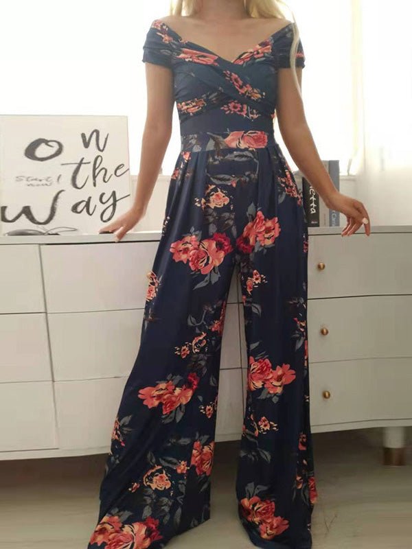 Stilla | Kvinder Jumpsuits Off Shoulder Print Høj Talje Bred Ben Jumpsuit