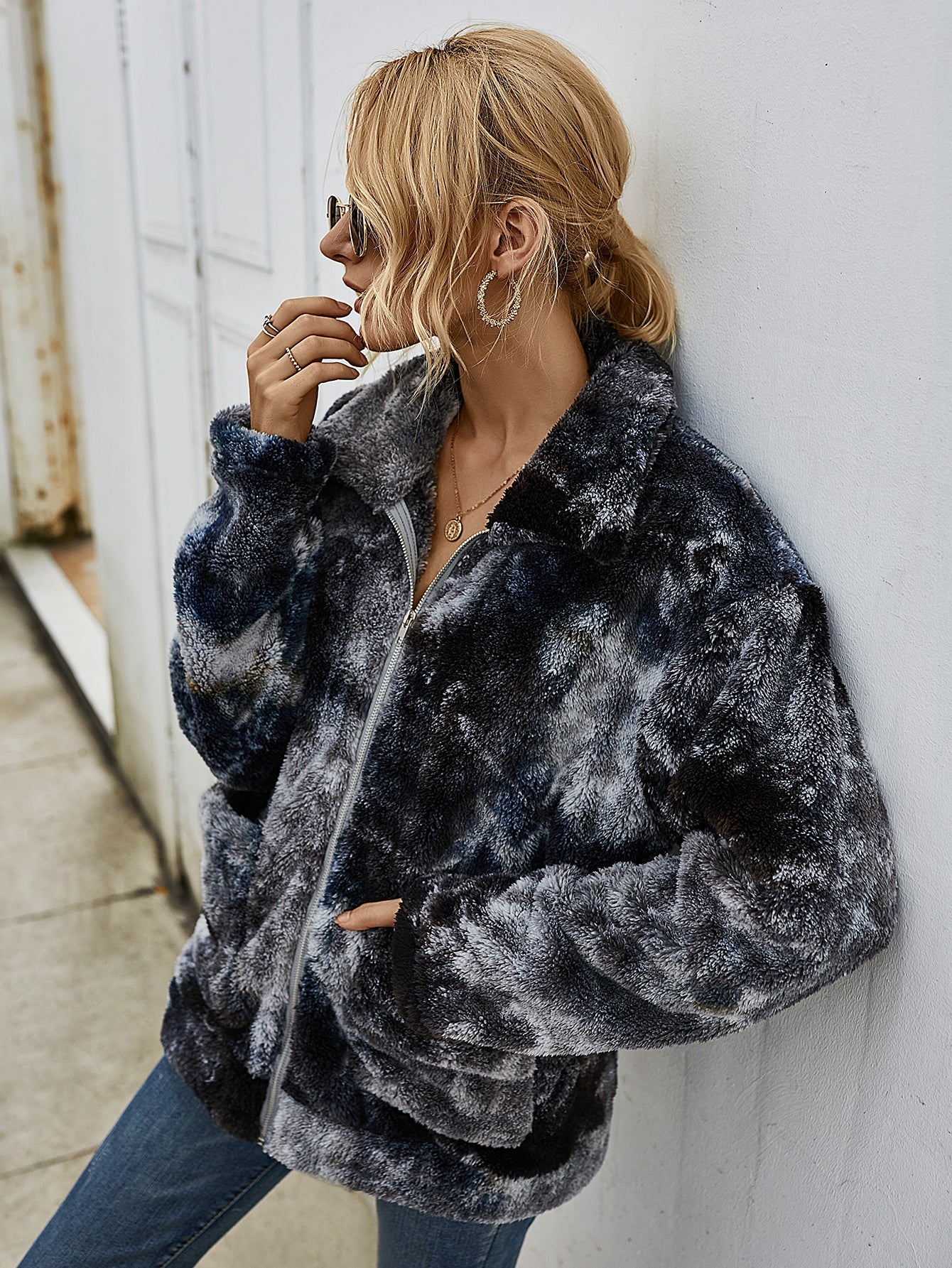 Stilla | Tie Dye Shaggy Fleece Jakke Online Hot Salg