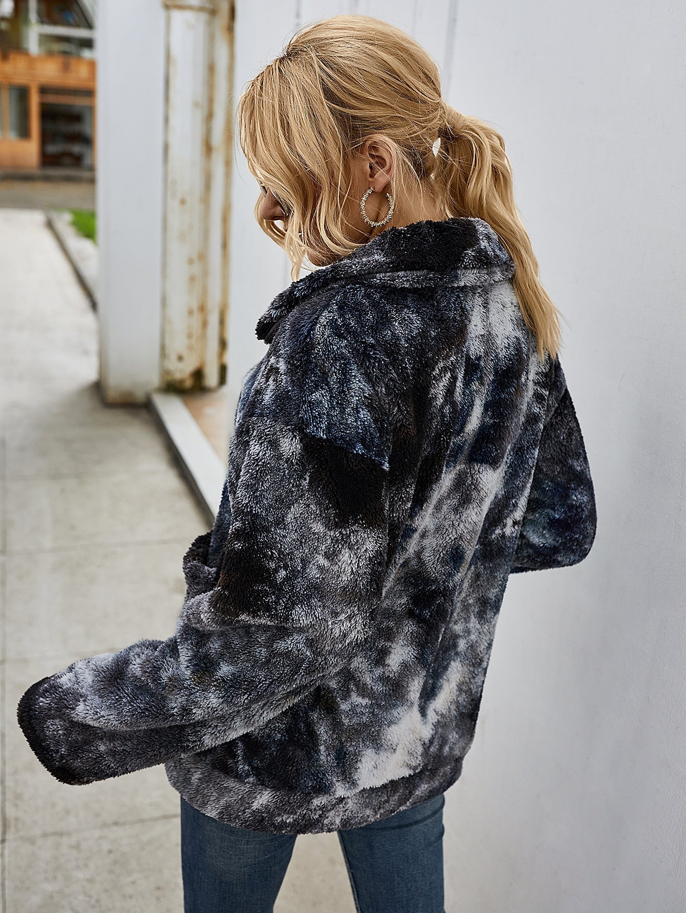 Stilla | Tie Dye Shaggy Fleece Jakke Online Hot Salg