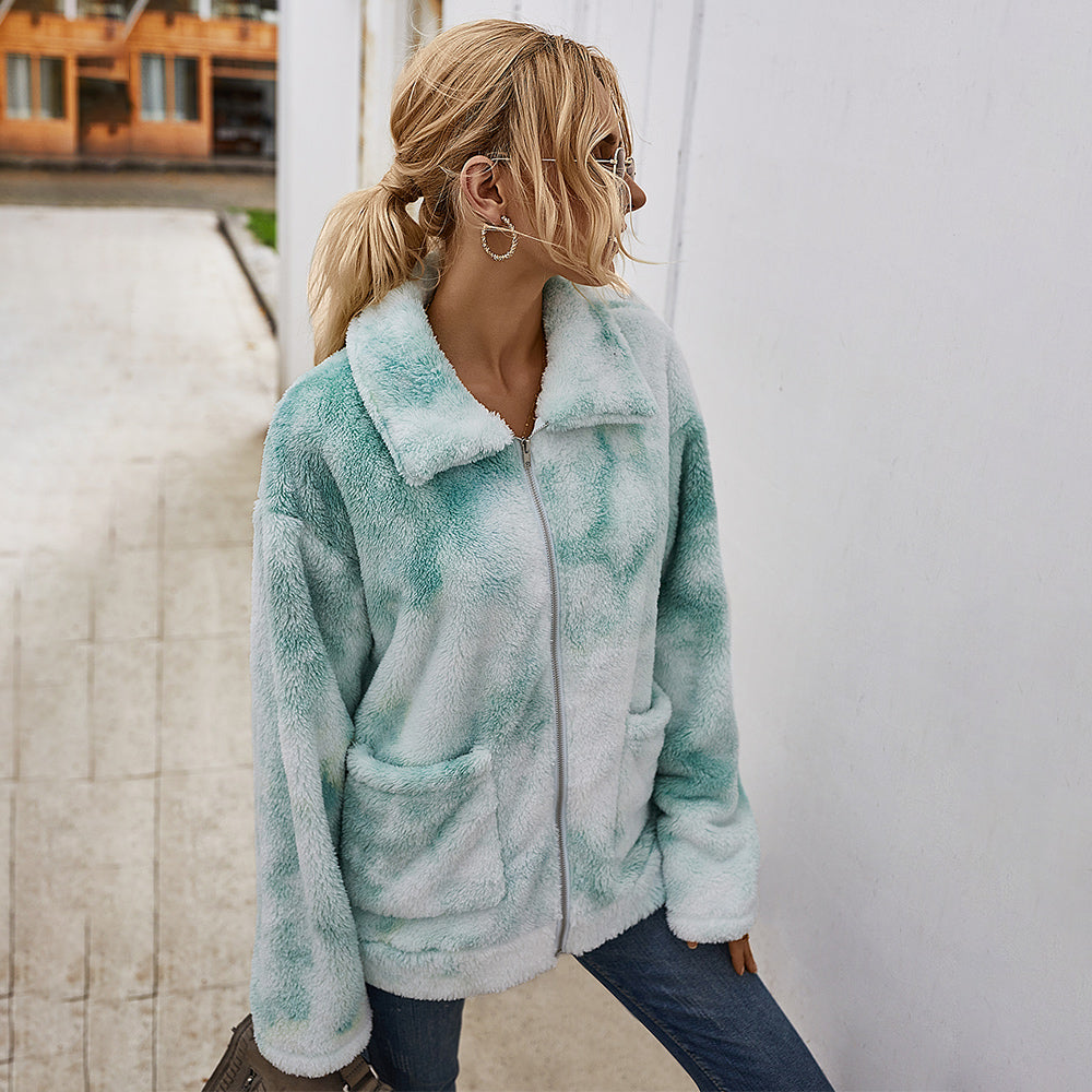 Stilla | Tie Dye Shaggy Fleece Jakke Online Hot Salg