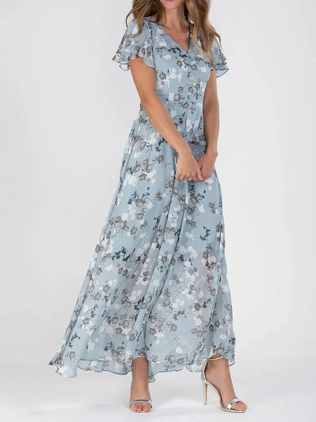 Stilla | Elegante Sommer Blomstret Maxi Kjole Rabat