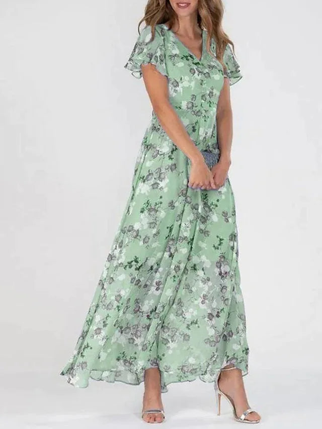 Stilla | Elegante Sommer Blomstret Maxi Kjole Rabat