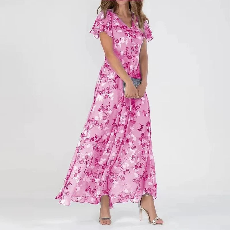 Stilla | Elegante Sommer Blomstret Maxi Kjole Rabat