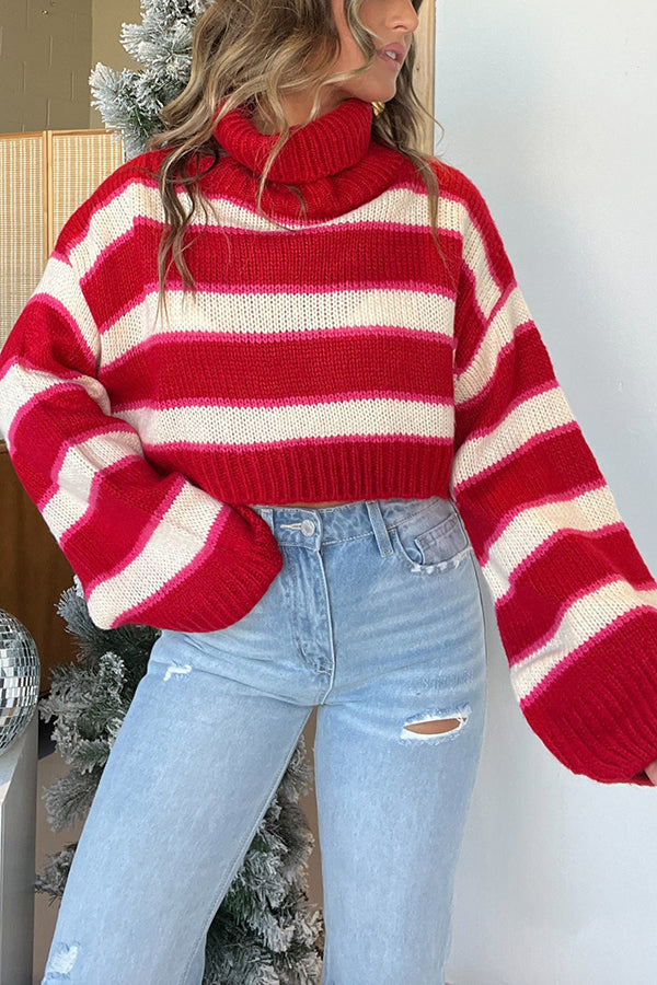 Stilla | Fashionabel Stribet Oversize-rullekravepullover Med Lange Ærmer Udsalg
