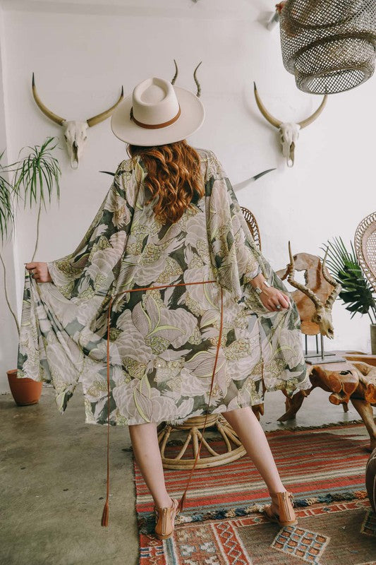 Stilla | Kimono M/ Suede Bindebælte Rabat
