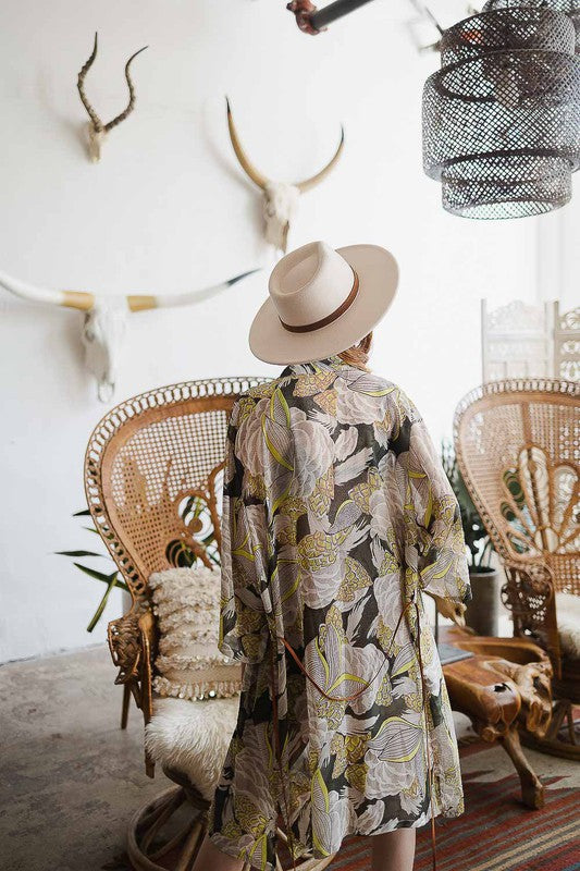 Stilla | Kimono M/ Suede Bindebælte Rabat