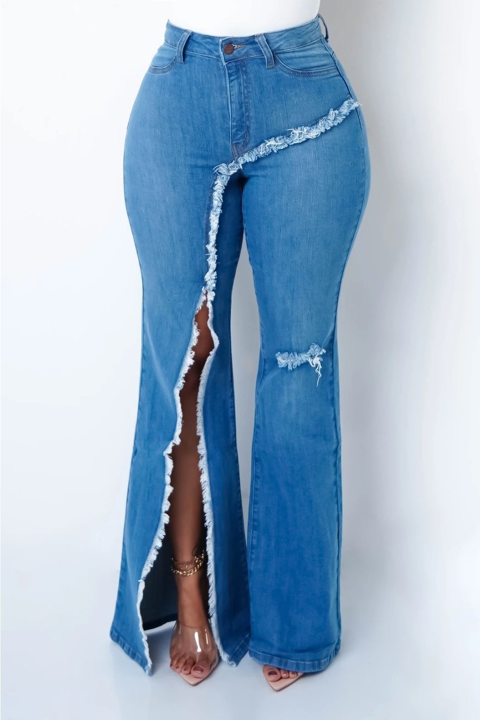 Stilla | Kvinders Elastiske Revne Flared Jeans