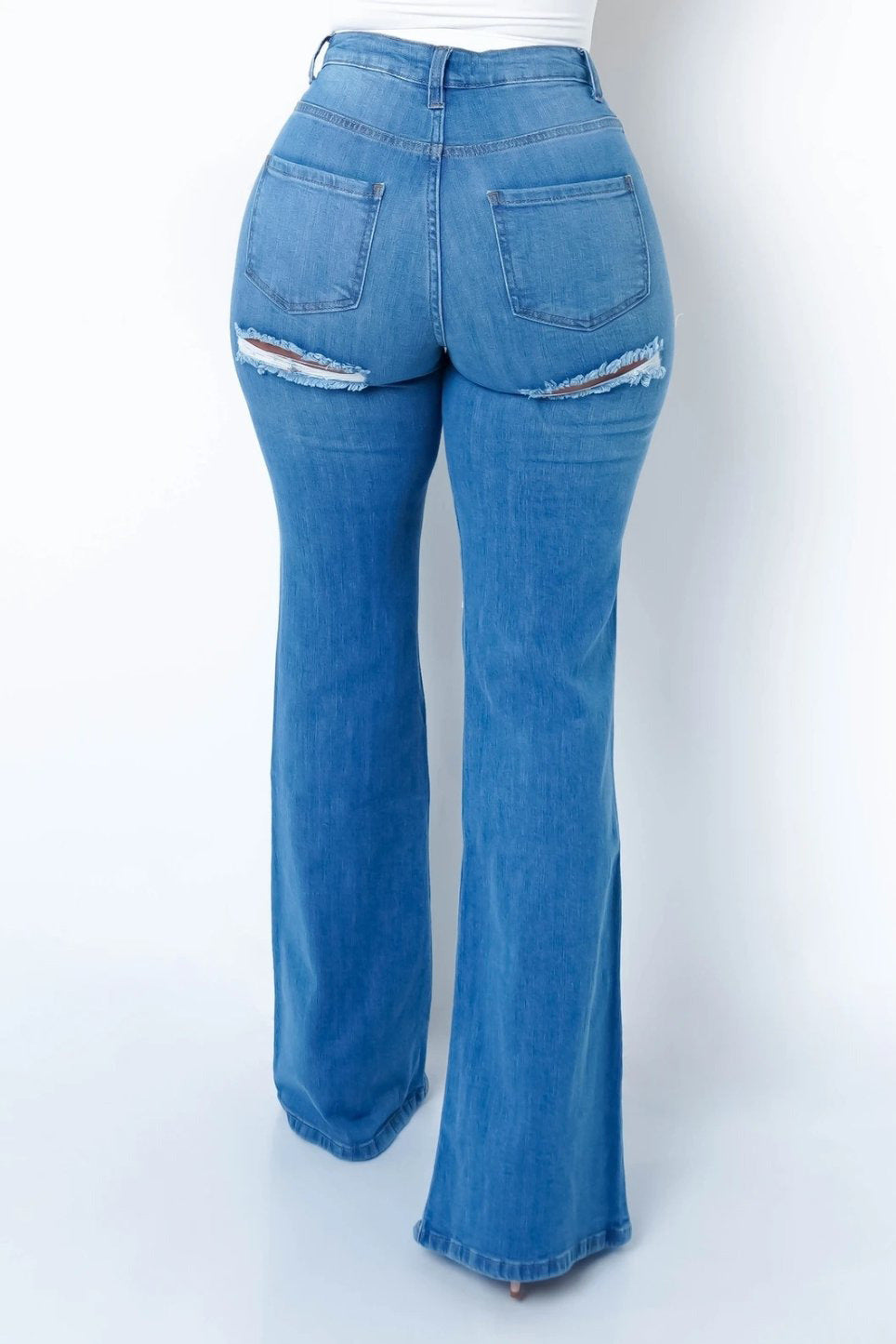 Stilla | Kvinders Elastiske Revne Flared Jeans