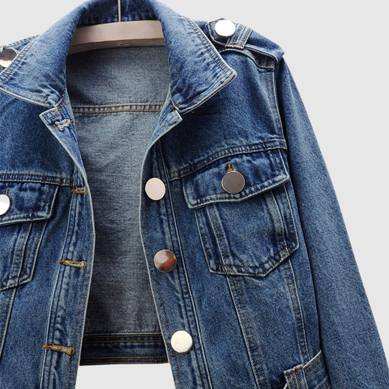 Stilla | stilfuld cropped denimjakke Hot på udsalg