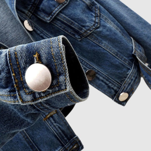 Stilla | stilfuld cropped denimjakke Hot på udsalg