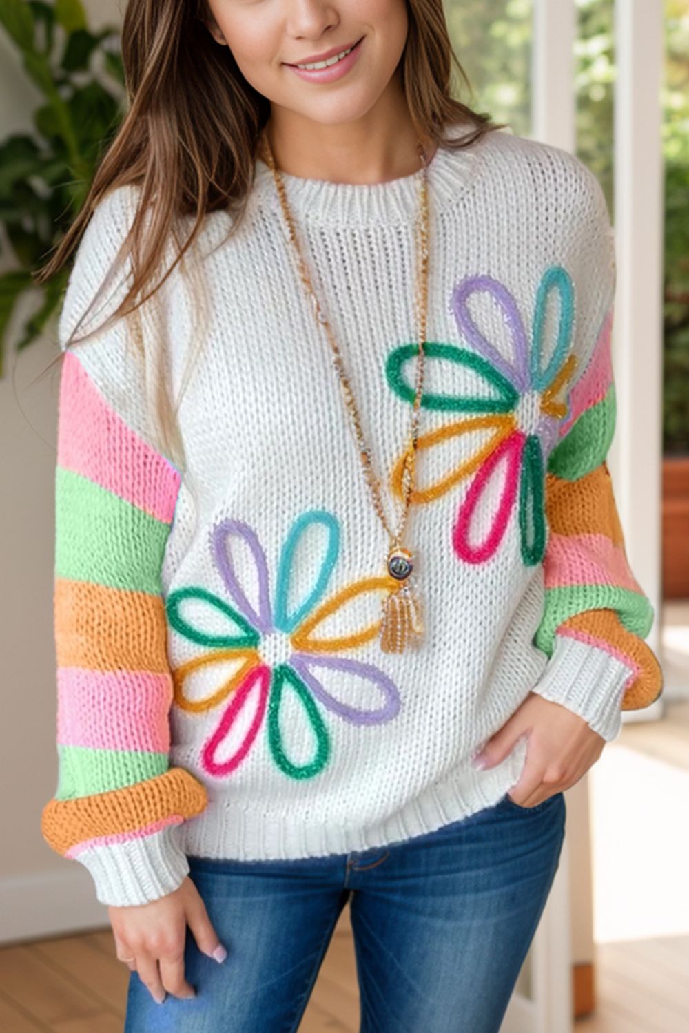 Stilla | Blok Rund Hals Sweater Rabat