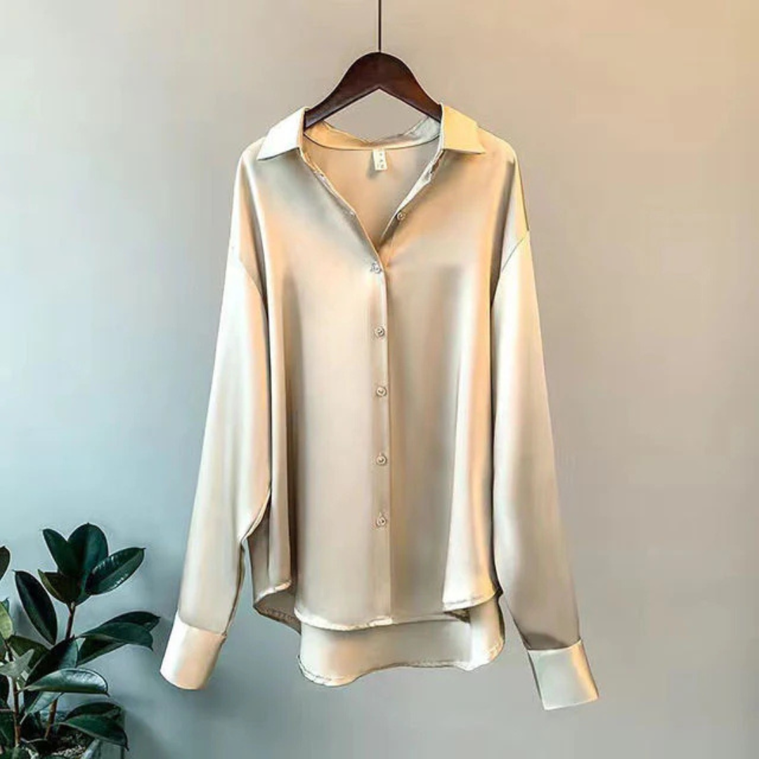Stilla | Behagelig Button up Bluse Lange Ærmer Online nu