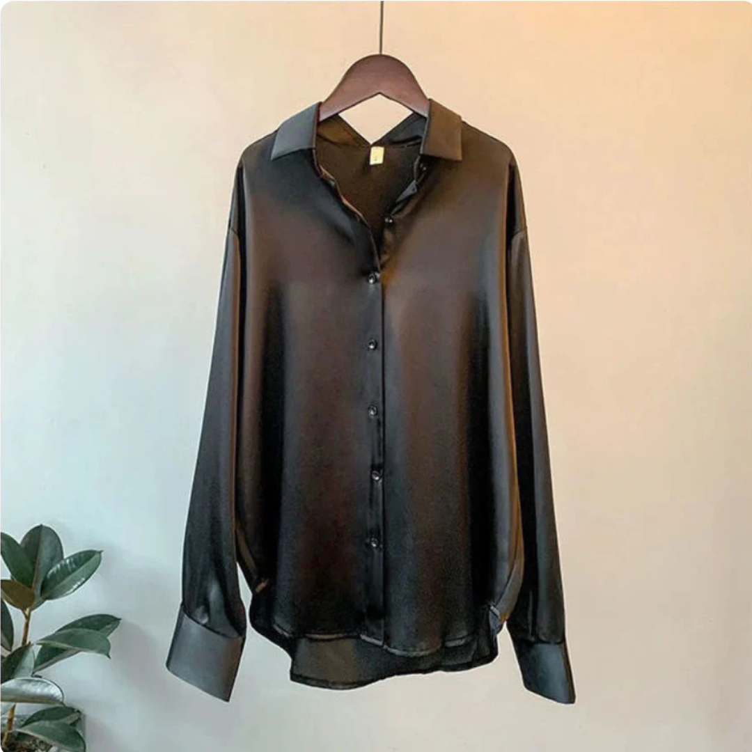 Stilla | Behagelig Button up Bluse Lange Ærmer Online nu