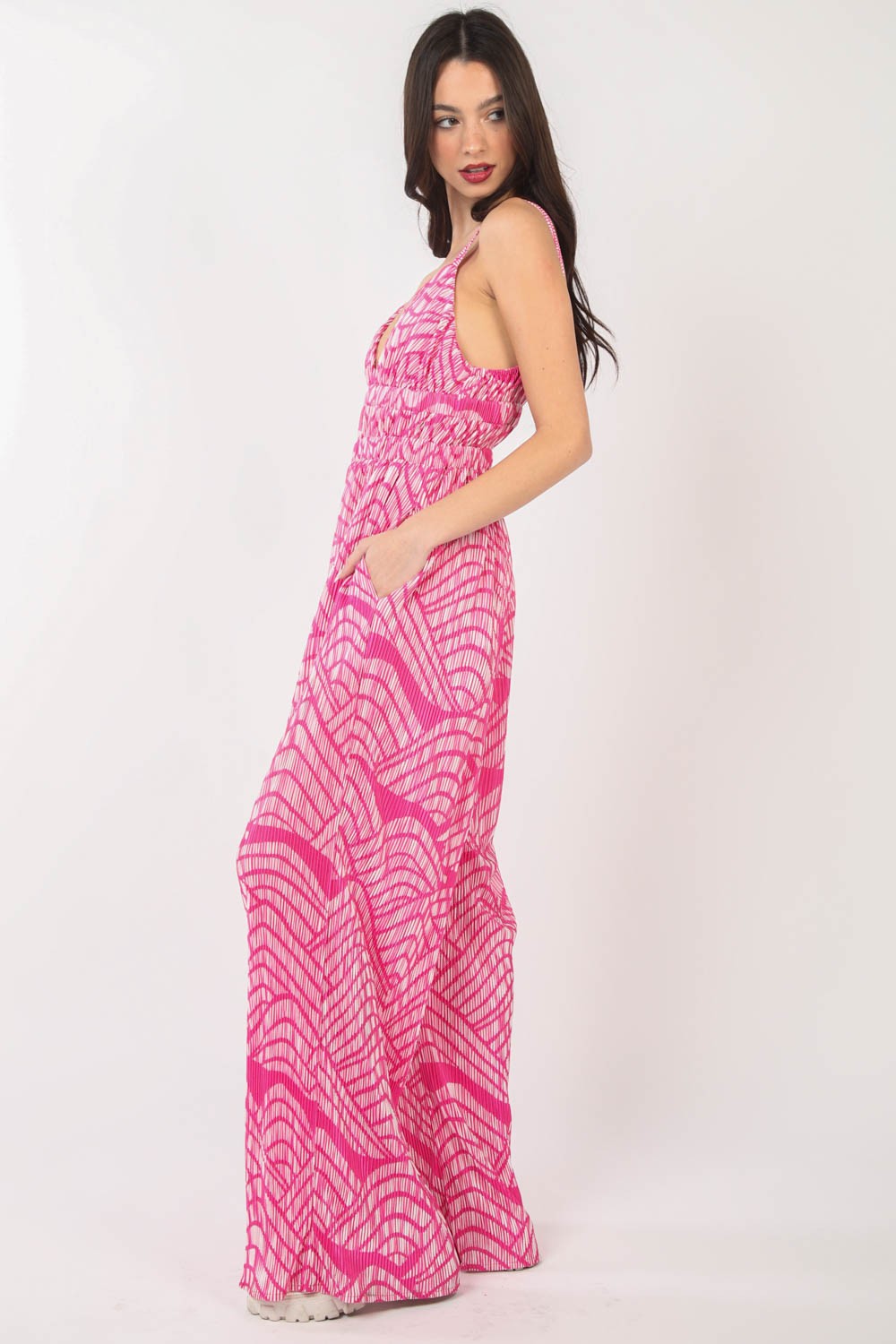 Stilla | J Printed Plisseret Uden Ærmer Bred Ben Jumpsuit Levere