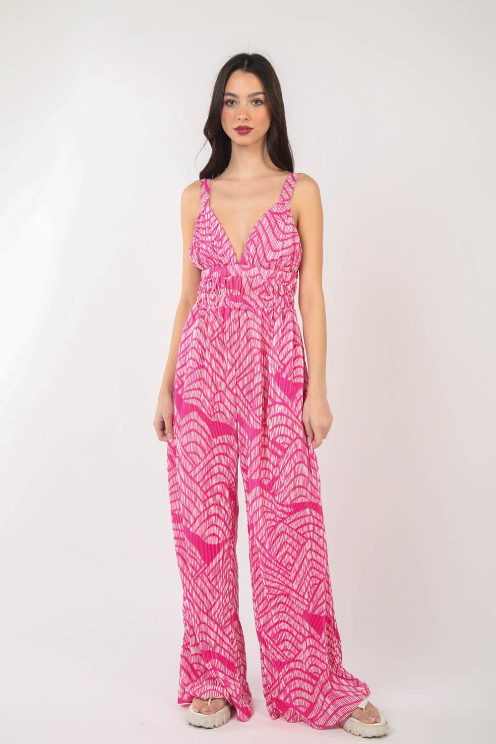 Stilla | J Printed Plisseret Uden Ærmer Bred Ben Jumpsuit Levere