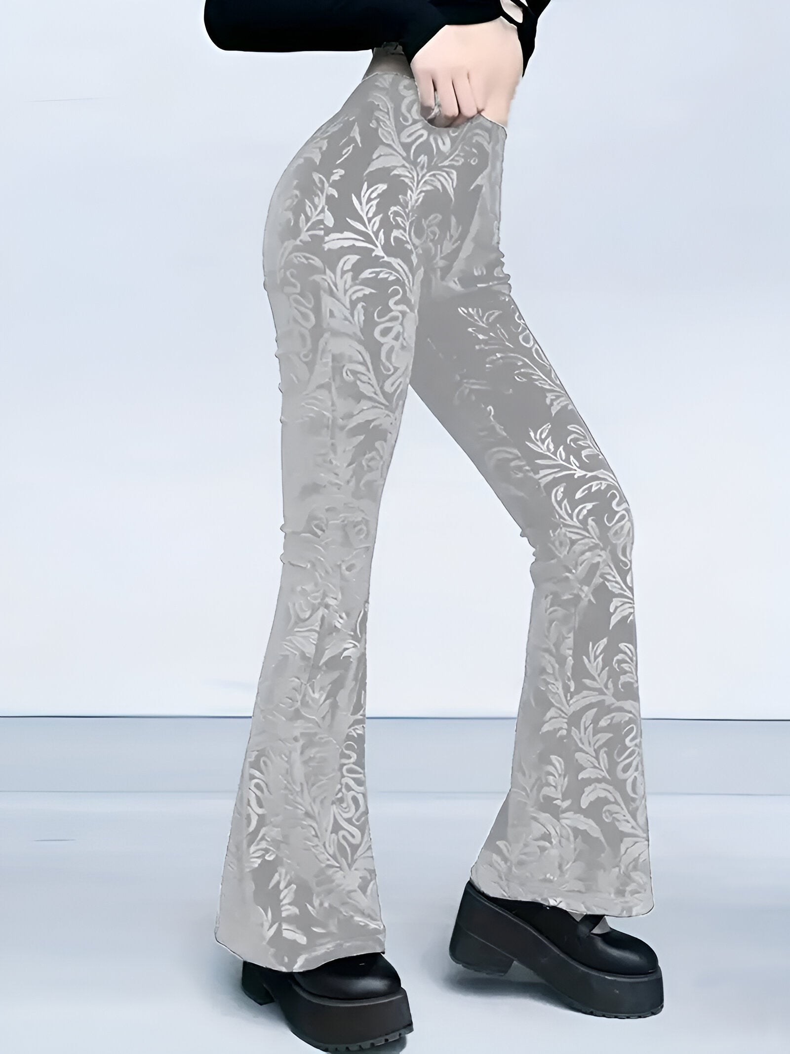 Stilla | Elegant Gothic Floral Flared Pants Rabat