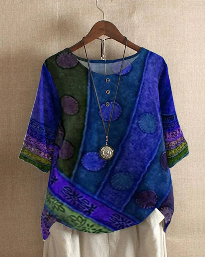 Stilla | Farverig Vintage-Inspireret Bluse Løst Fit Komfortabel og Unik