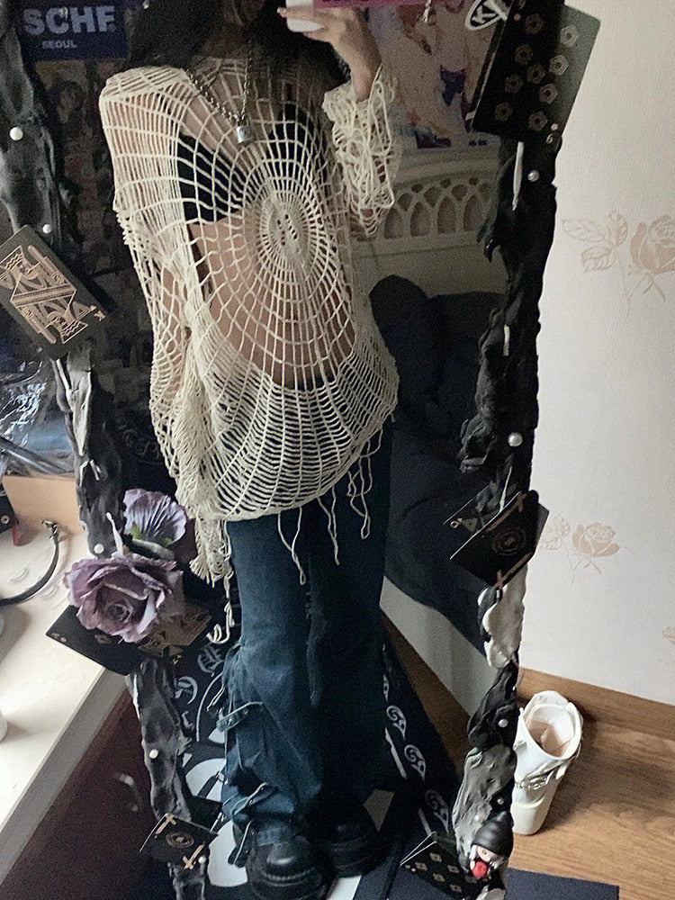 Stilla | Hættebluse Spider Lace Spice Girl Koreansk Dame Mode