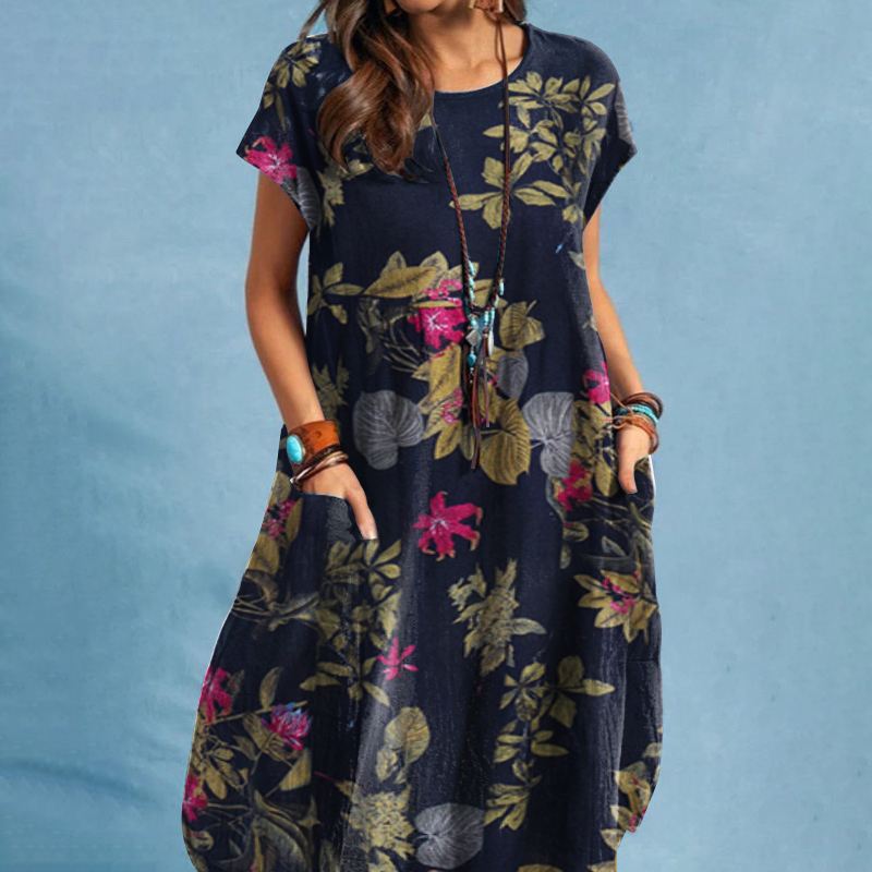 Stilla | Damens Komfortabel Blomster Retro Vintage Kjole Online