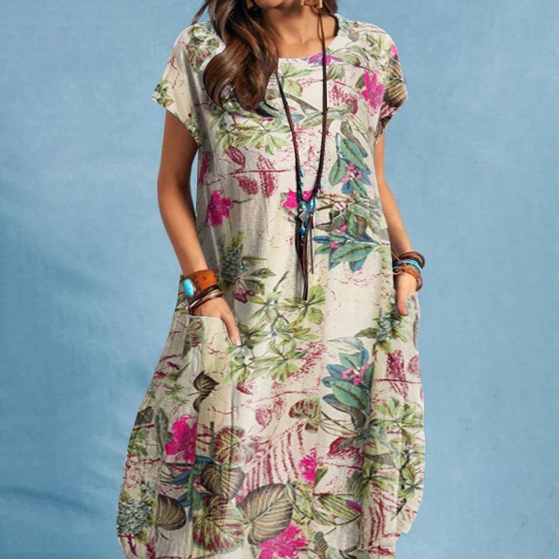 Stilla | Damens Komfortabel Blomster Retro Vintage Kjole Online