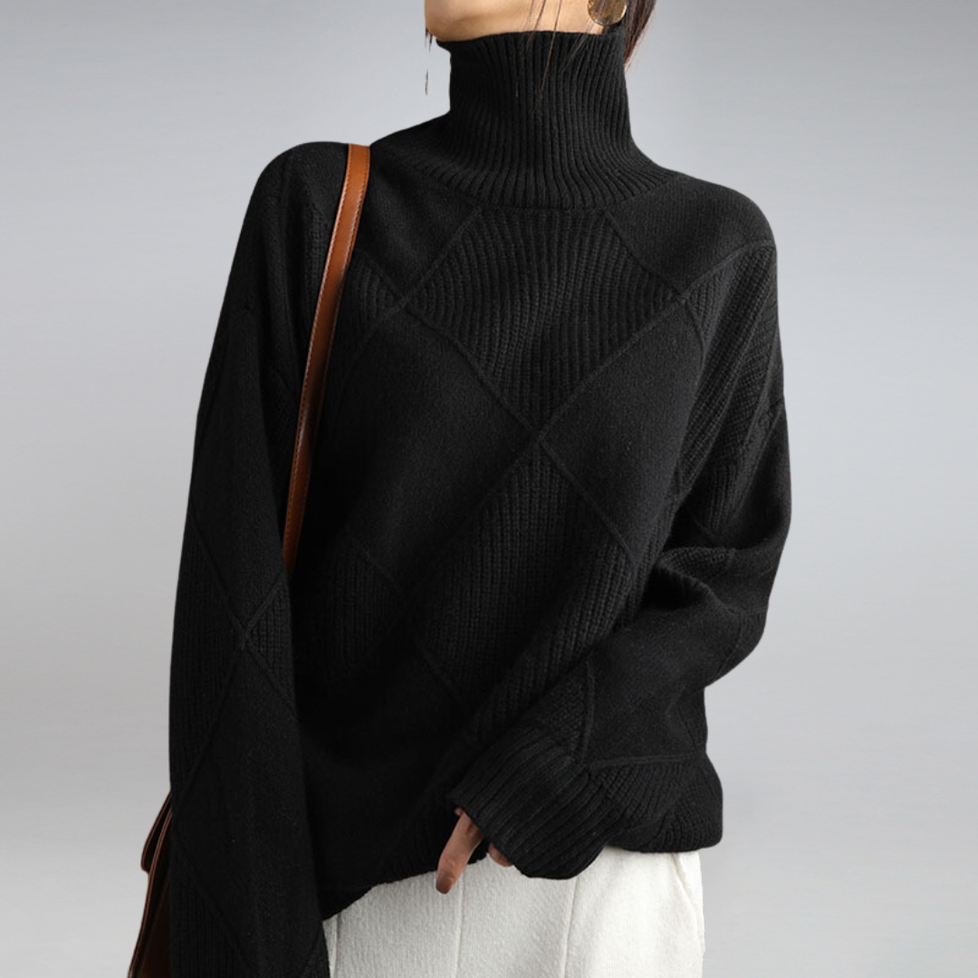 Stilla | Elegant rullekrave sweater med fin strik på udsalg