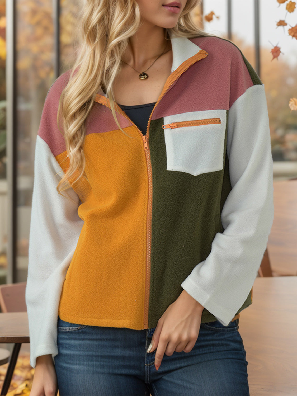 Stilla | Color Block Zip-Up Langærmet Jakke Levere
