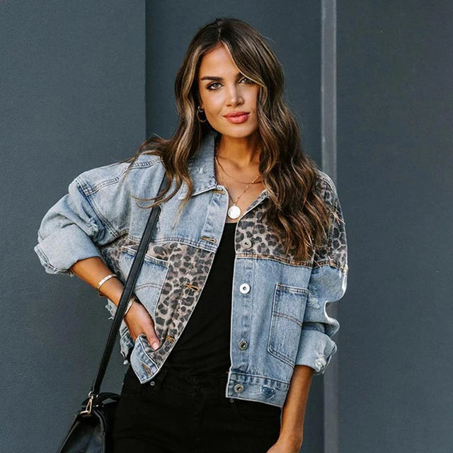 Stilla | Denimjakke Med Leopardpatch Mode