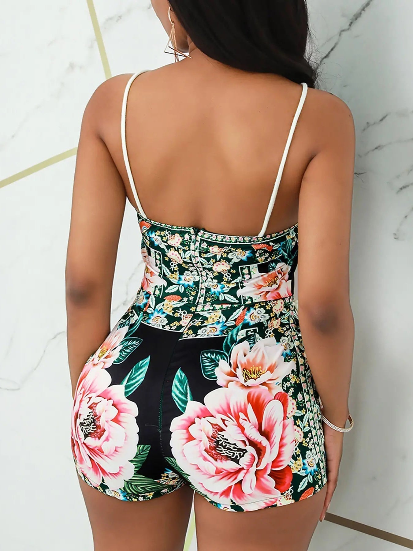 Stilla | Kvinders Jumpsuits Blomstret Print Halter Lomme Slim Fit Jumpsuit Online