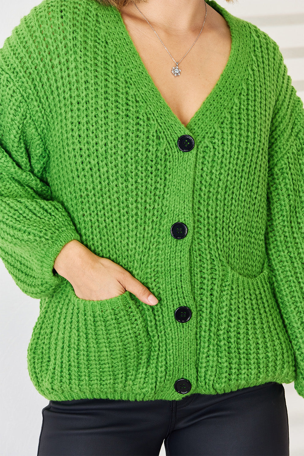 Stilla | Med lommer knaplukning nedtrukket skulder cardigan Online Hot Salg