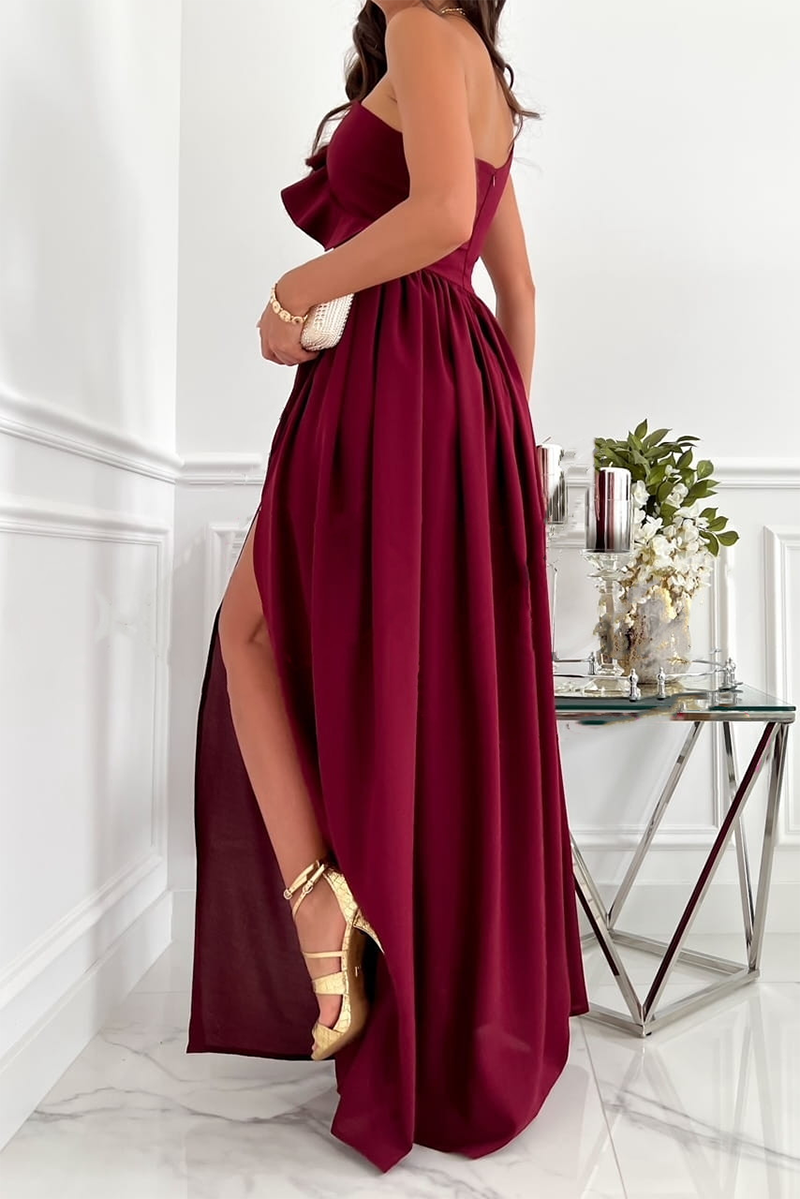 Stilla | Afslappet Solid Flounce One Shoulder Cake Skirt Kjoler Hot på udsalg
