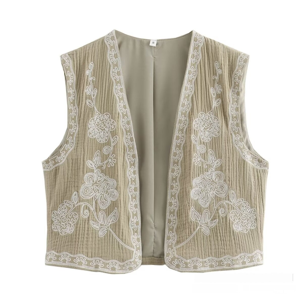 Stilla | Moderne Casual Vest Med To Farver Og Broderi Online Hot Salg