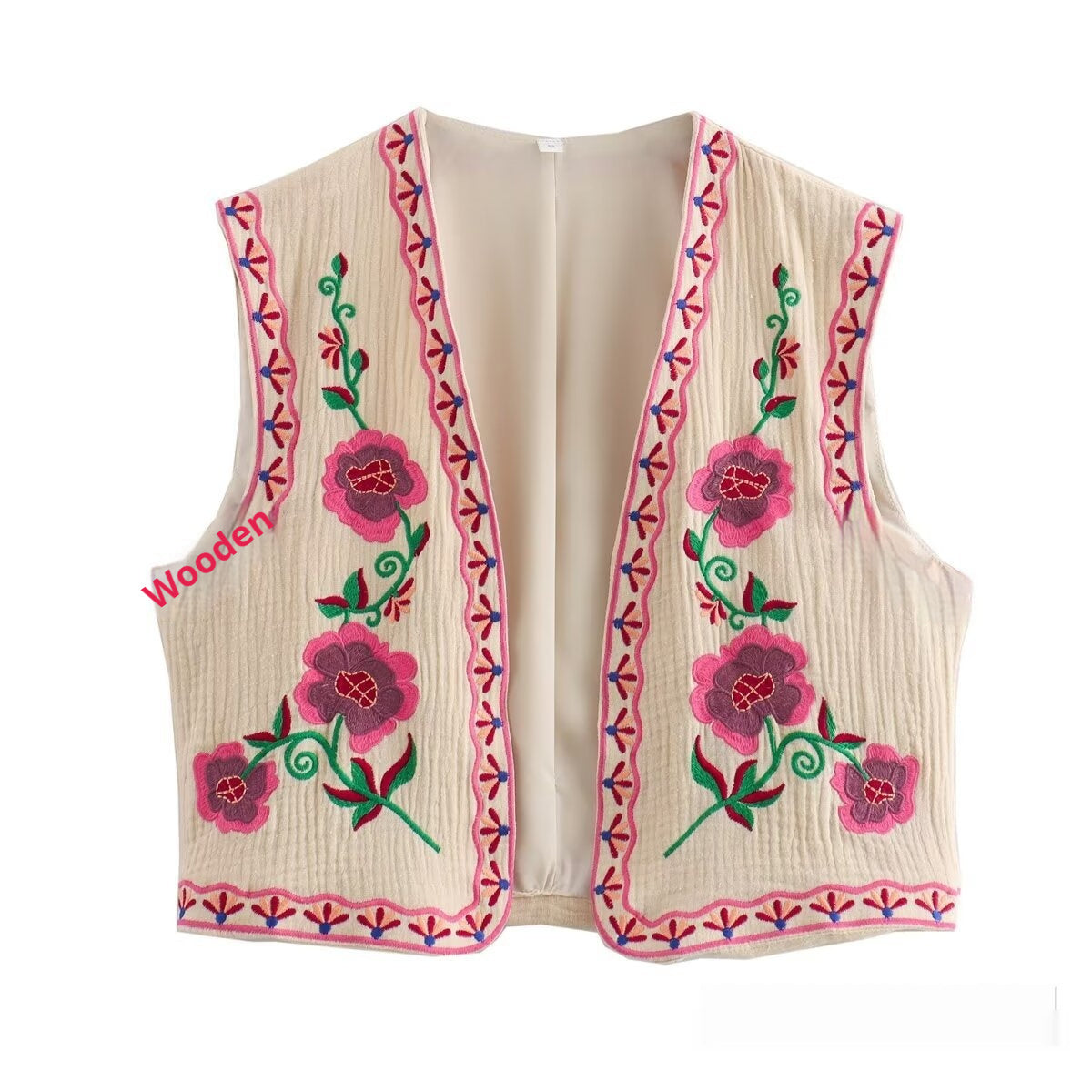 Stilla | Moderne Casual Vest Med To Farver Og Broderi Online Hot Salg