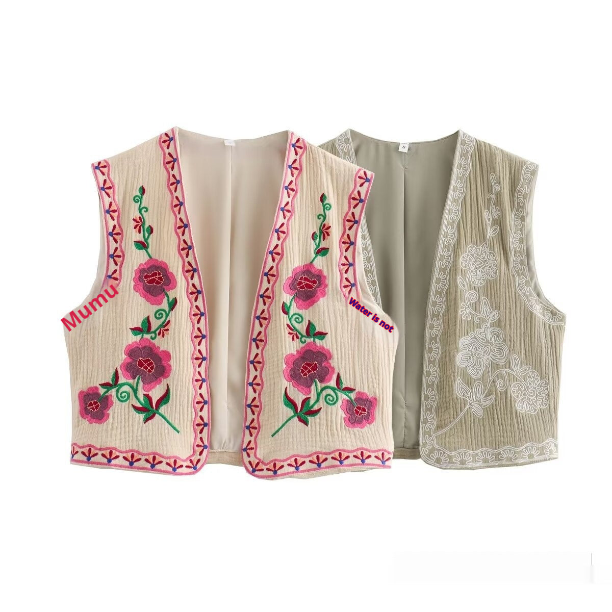 Stilla | Moderne Casual Vest Med To Farver Og Broderi Online Hot Salg