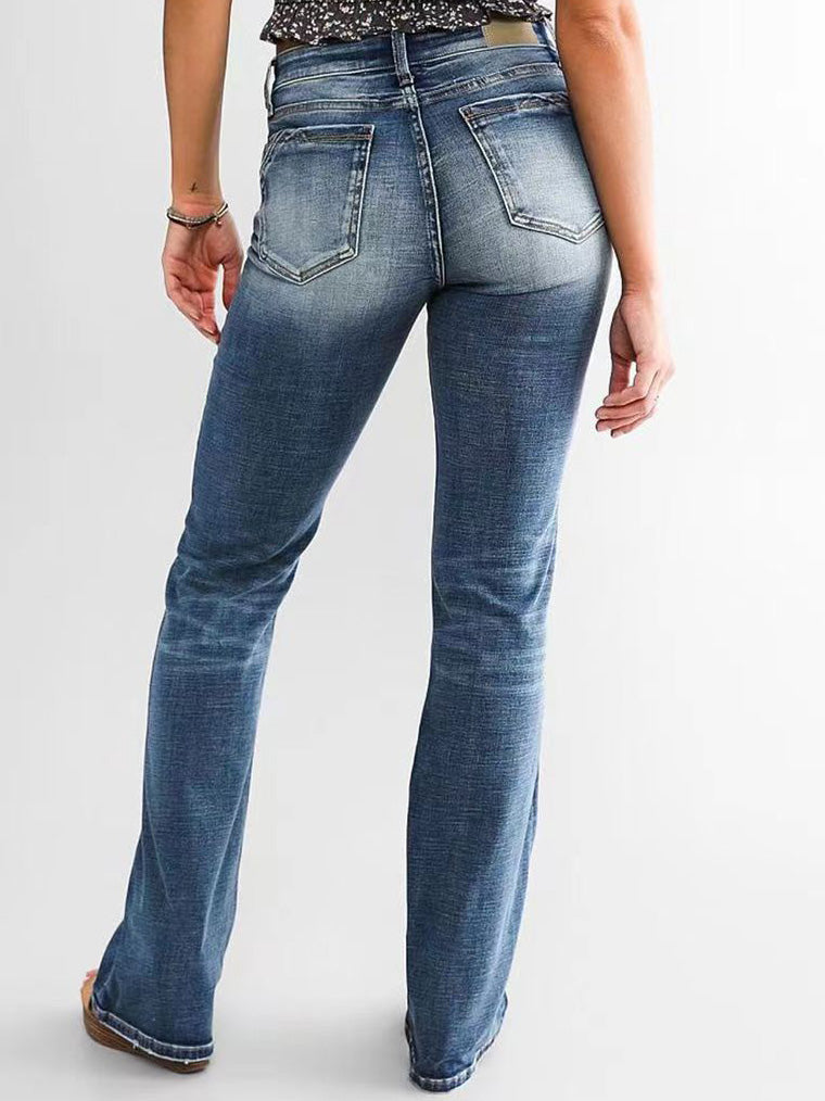Stilla | Damens Jeans Lomme Slim Fit Mikro Flare Jeans på udsalg