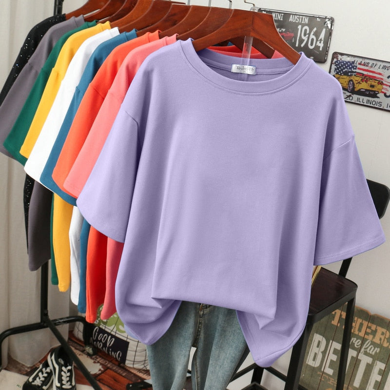 Stilla | Kælentisk Bomulds Basic: Plus Size T-shirt Til Damer
