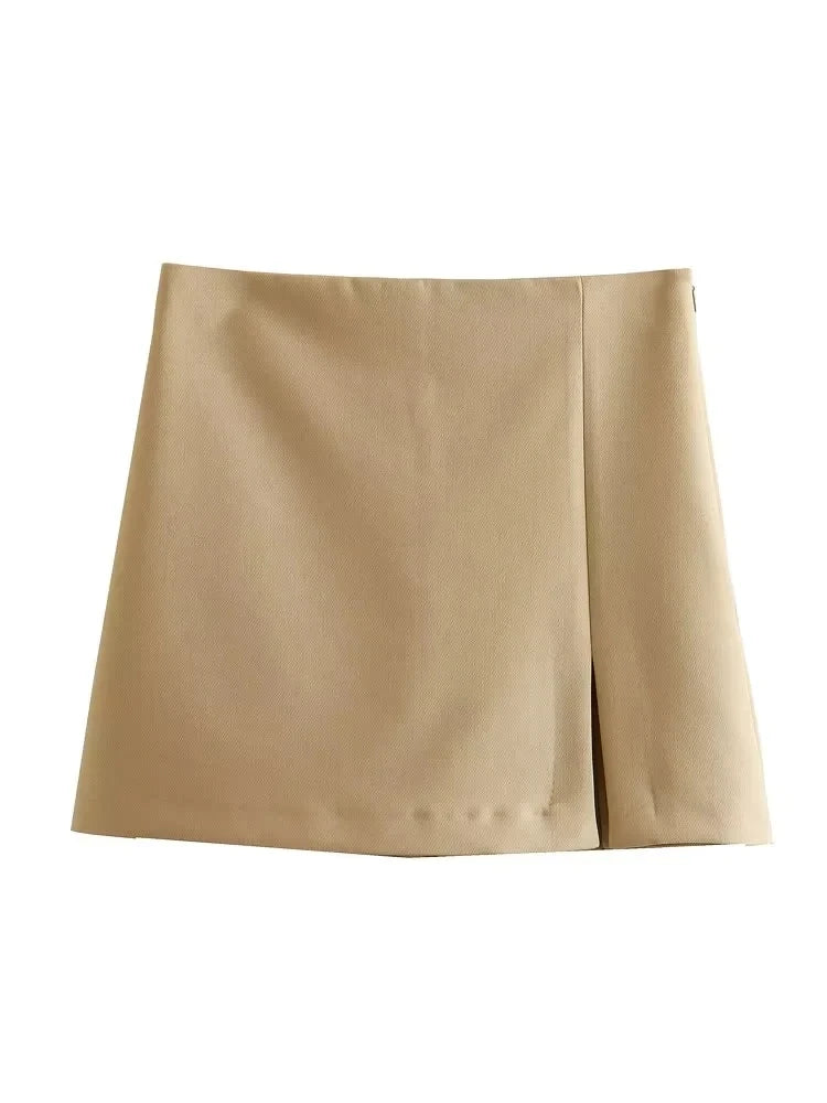Stilla | Sommer Kvinders Nederdel Shorts Mode Retro Høj Talje Lynlås Side Y2k Nederdel Kvinders Mode Lige Nederdel Shorts Rabat