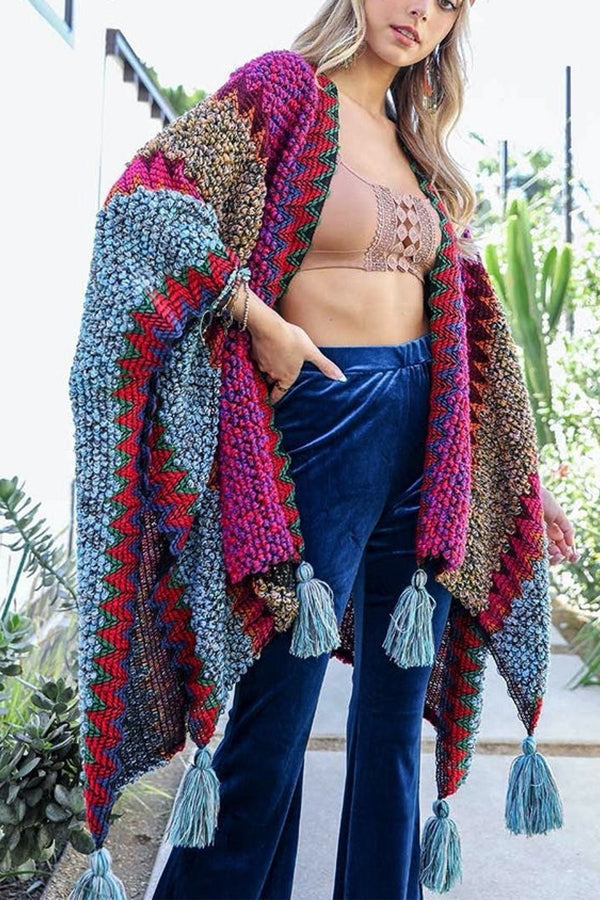 Stilla | Boho Hæklet Kimono Med Frynser Udsalg
