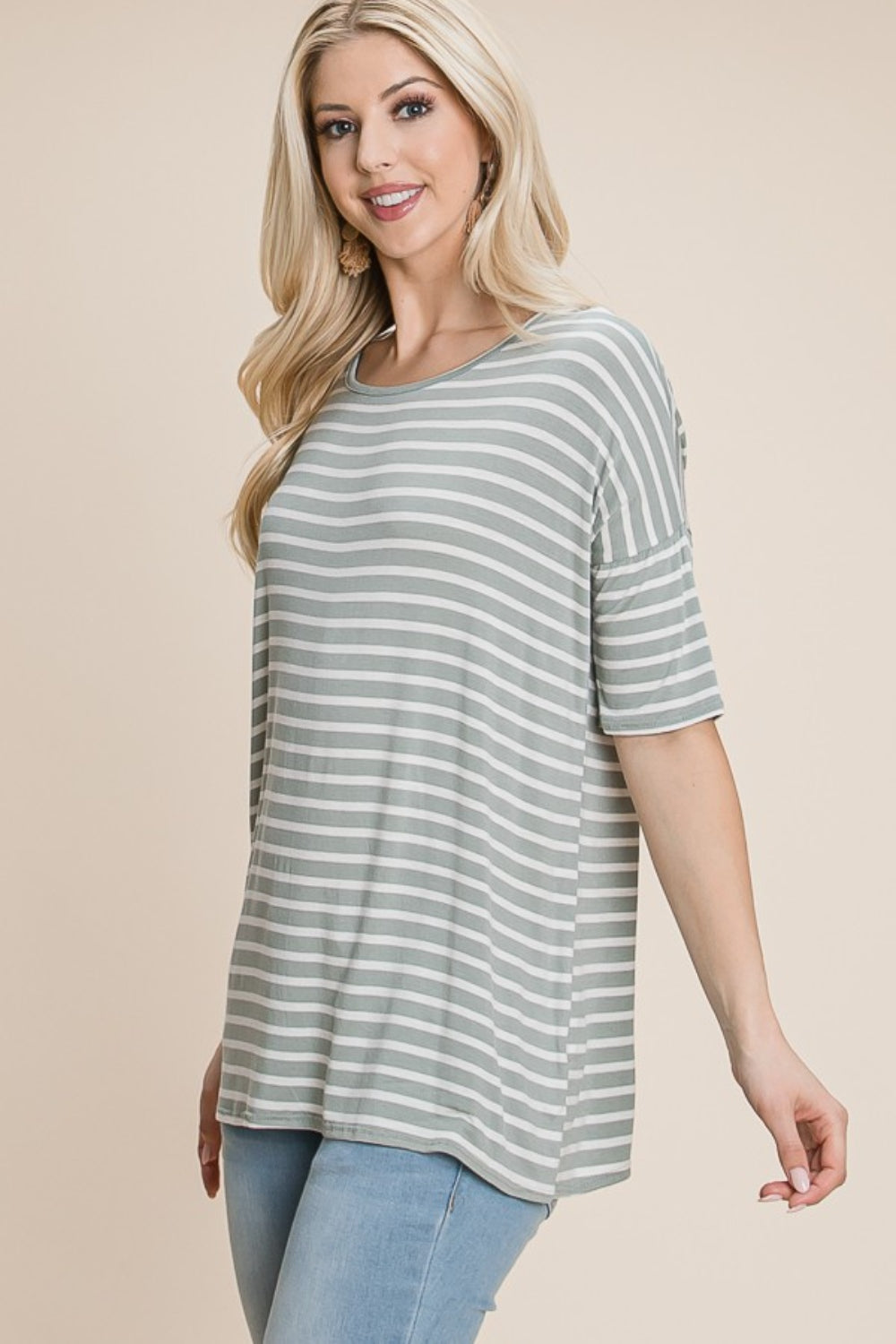 Stilla | Stribet Rund Hals T-Shirt Rabat