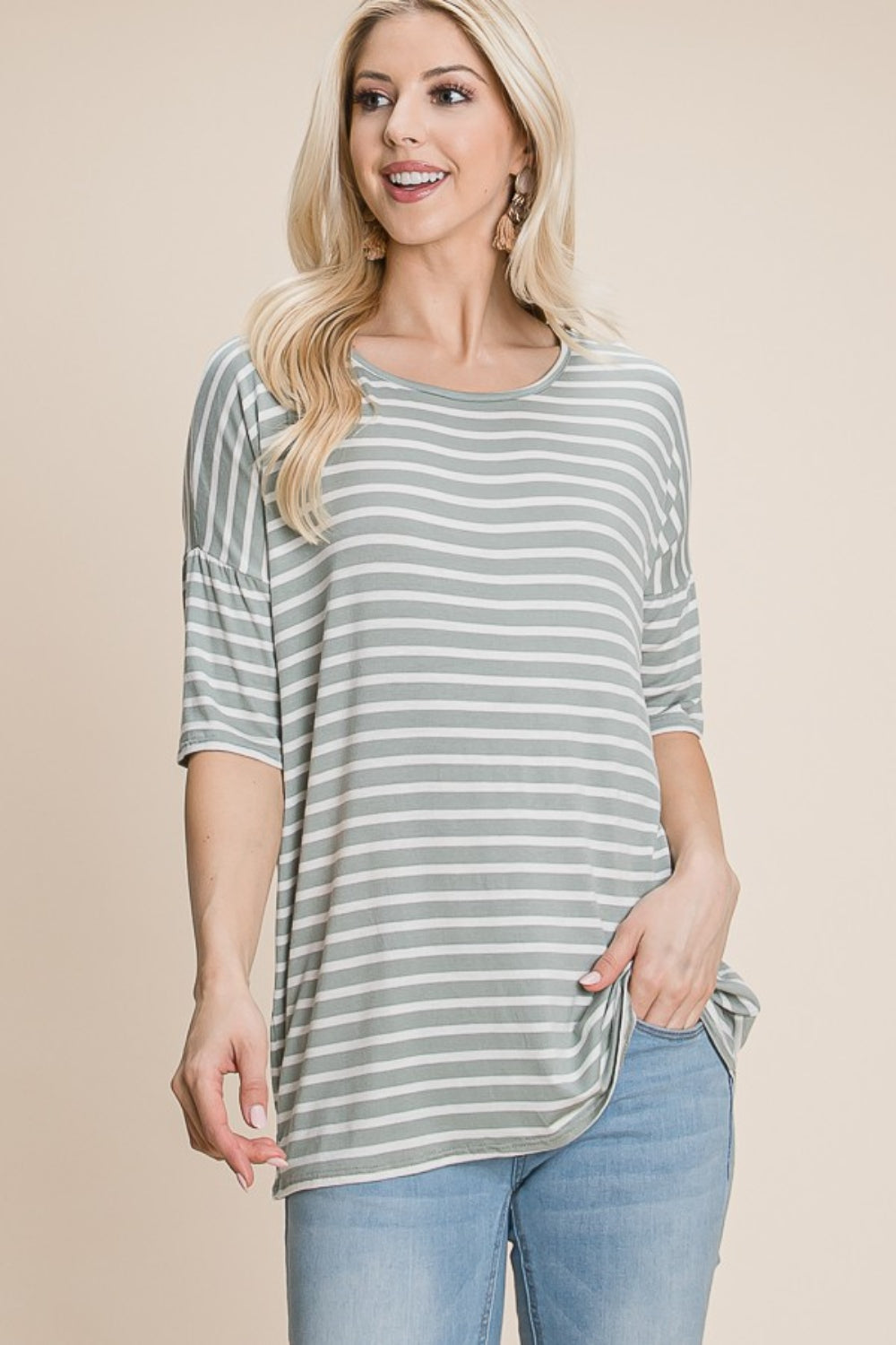 Stilla | Stribet Rund Hals T-Shirt Rabat