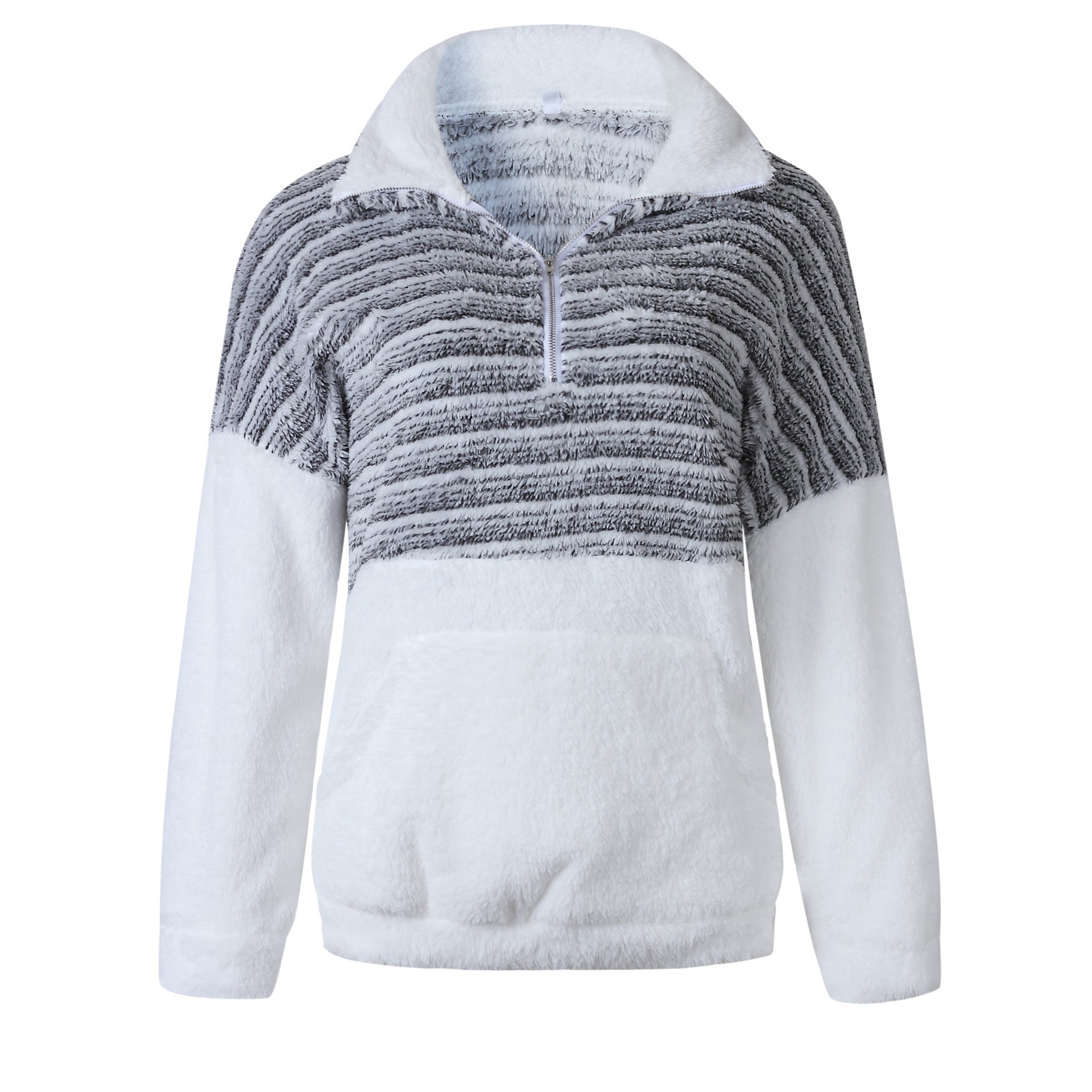 Stilla | Mode V-neck Bend Down Collar Lang Ærme Quater Zip Pullover Online nu