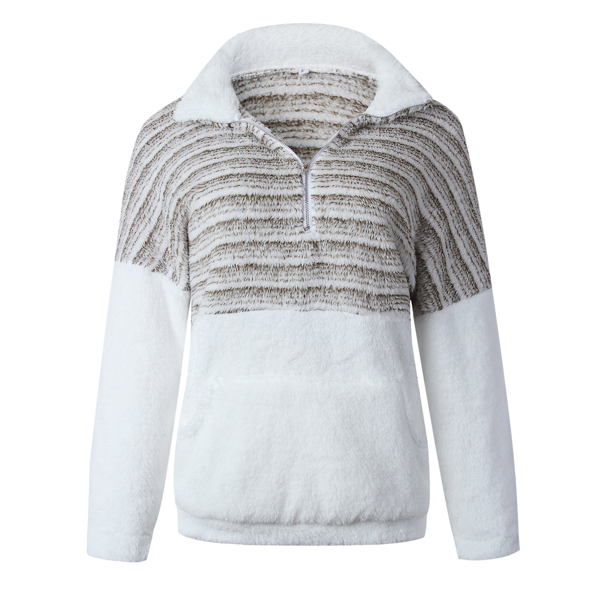Stilla | Mode V-neck Bend Down Collar Lang Ærme Quater Zip Pullover Online nu