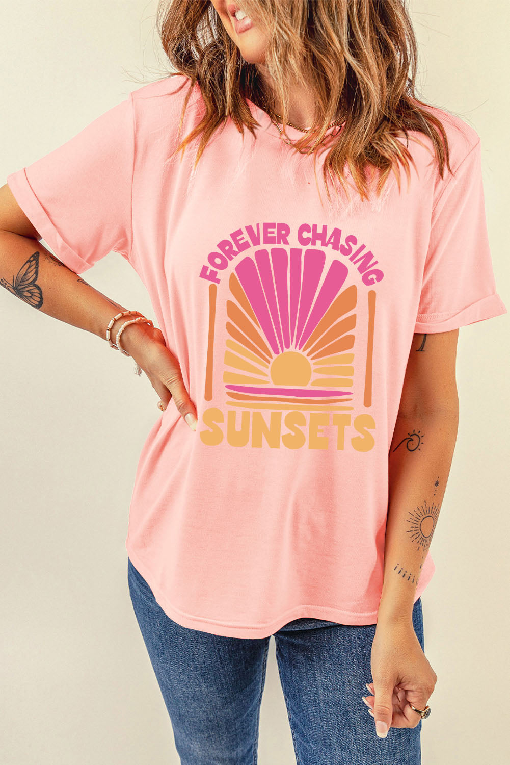 Stilla | FOREVER CHASING SUNSETS Rundhals T-Shirt Udsalg