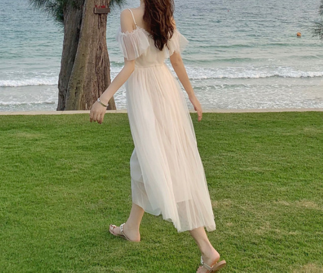 Stilla | Sommerferie Slim Off Shoulder Slip Kjole Mode