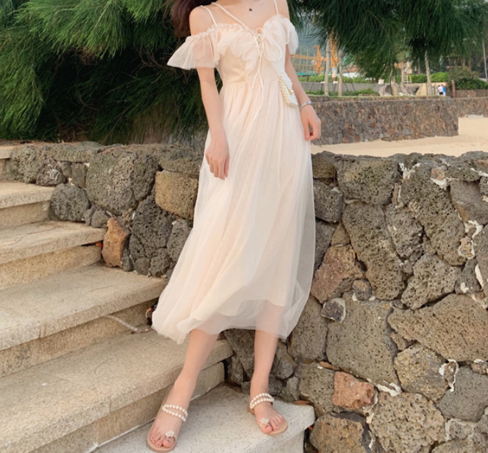 Stilla | Sommerferie Slim Off Shoulder Slip Kjole Mode