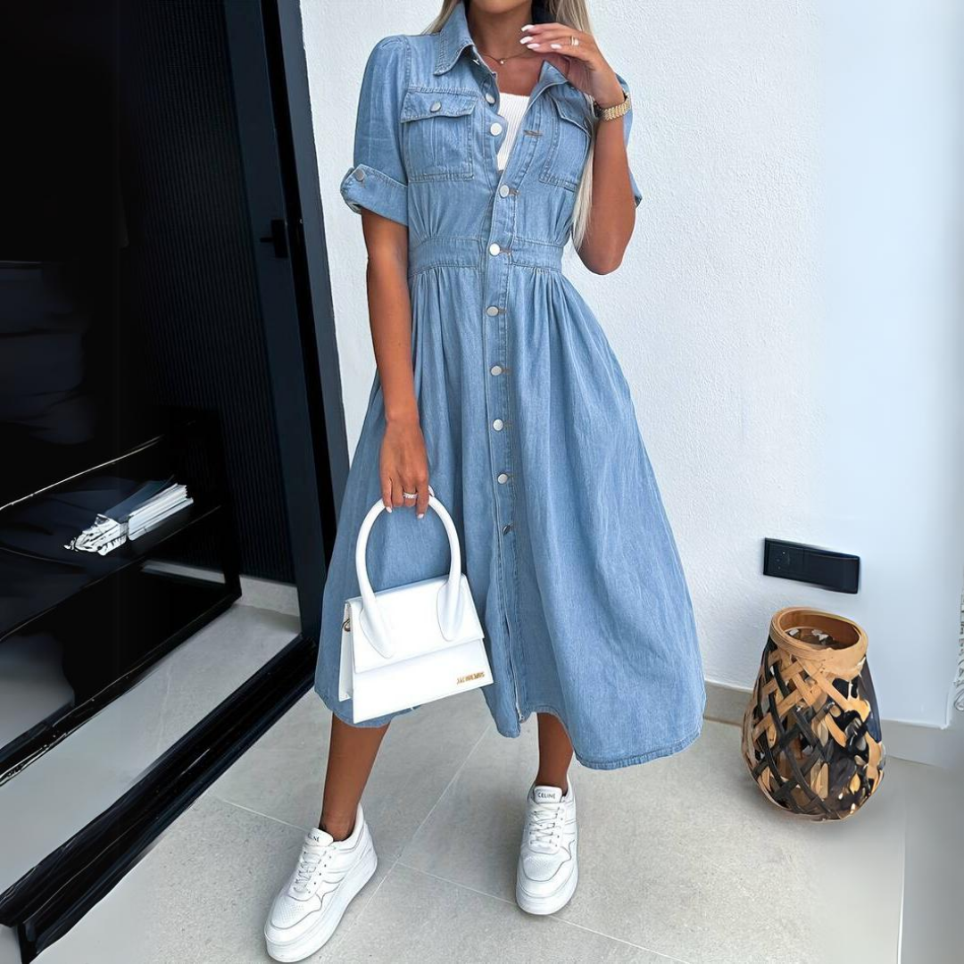 Stilla | Comfy Chic Denim Midi Kjole Rabat